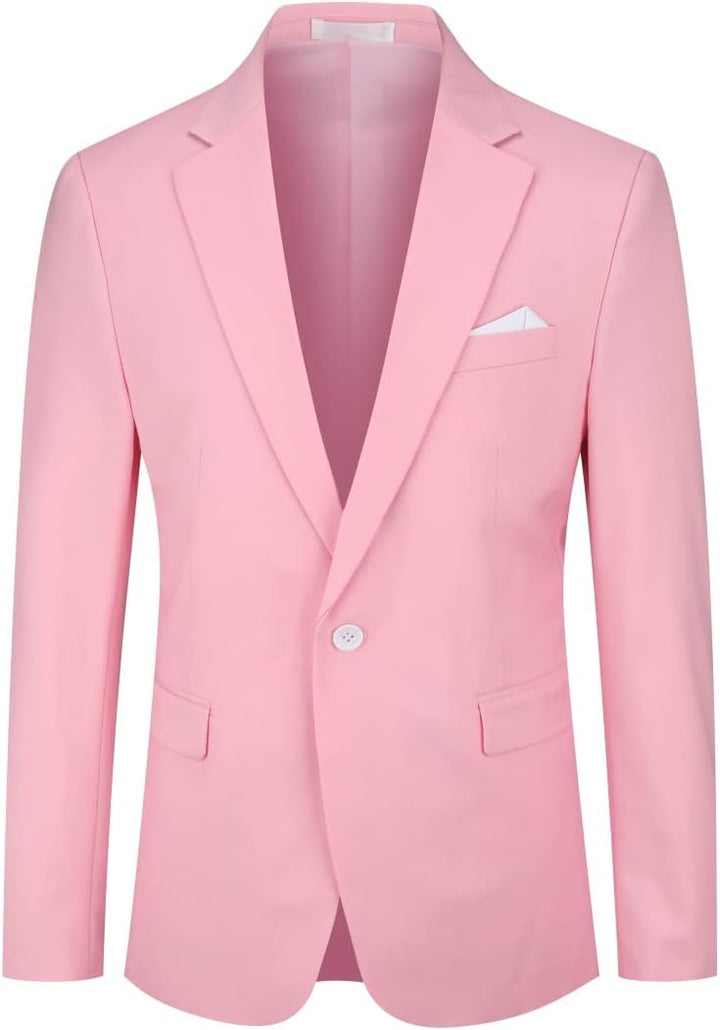 YOUTHUP Herren Sakko Slim Fit Anzugjacke für Business Hochzeit Eleganter 1 Knöpfen Blazer XS Rosa, X