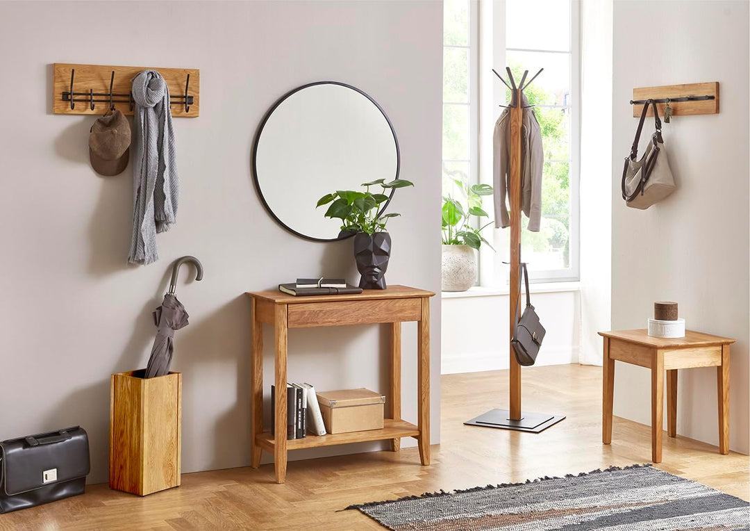 HAKU Möbel Wandgarderobe, Massivholz, eiche geölt-schwarz, B 60 x T 10 x H 20 cm Eiche Geölt-schwarz