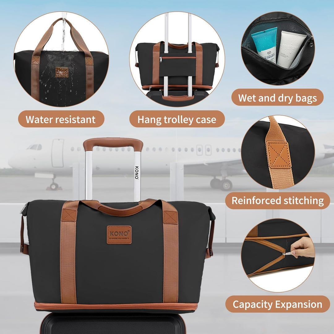 KONO Reisekoffer Set Gepäcksets 4 Teilig Kofferset, 55cm Handgepäck mit Beautycase Kosmetikkoffe mit