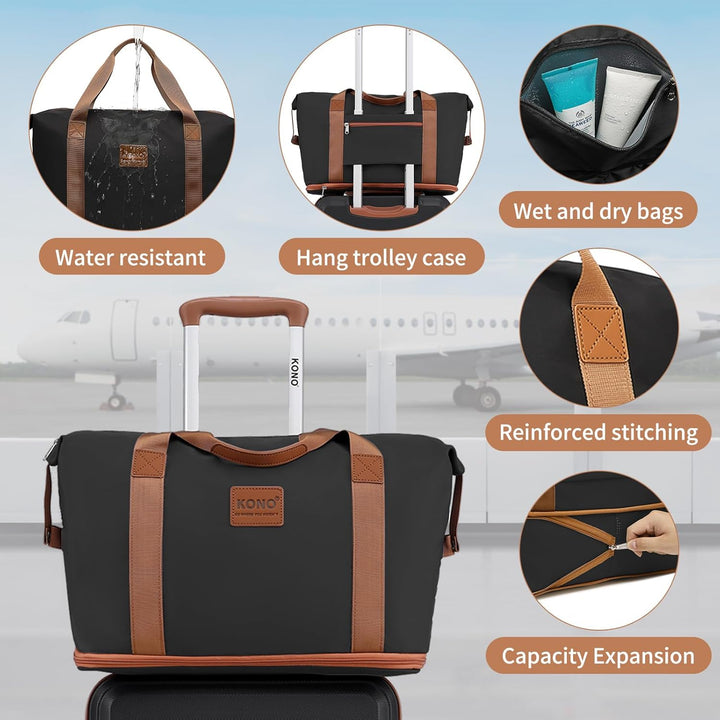 KONO Reisekoffer Set Gepäcksets 4 Teilig Kofferset, 55cm Handgepäck mit Beautycase Kosmetikkoffe mit