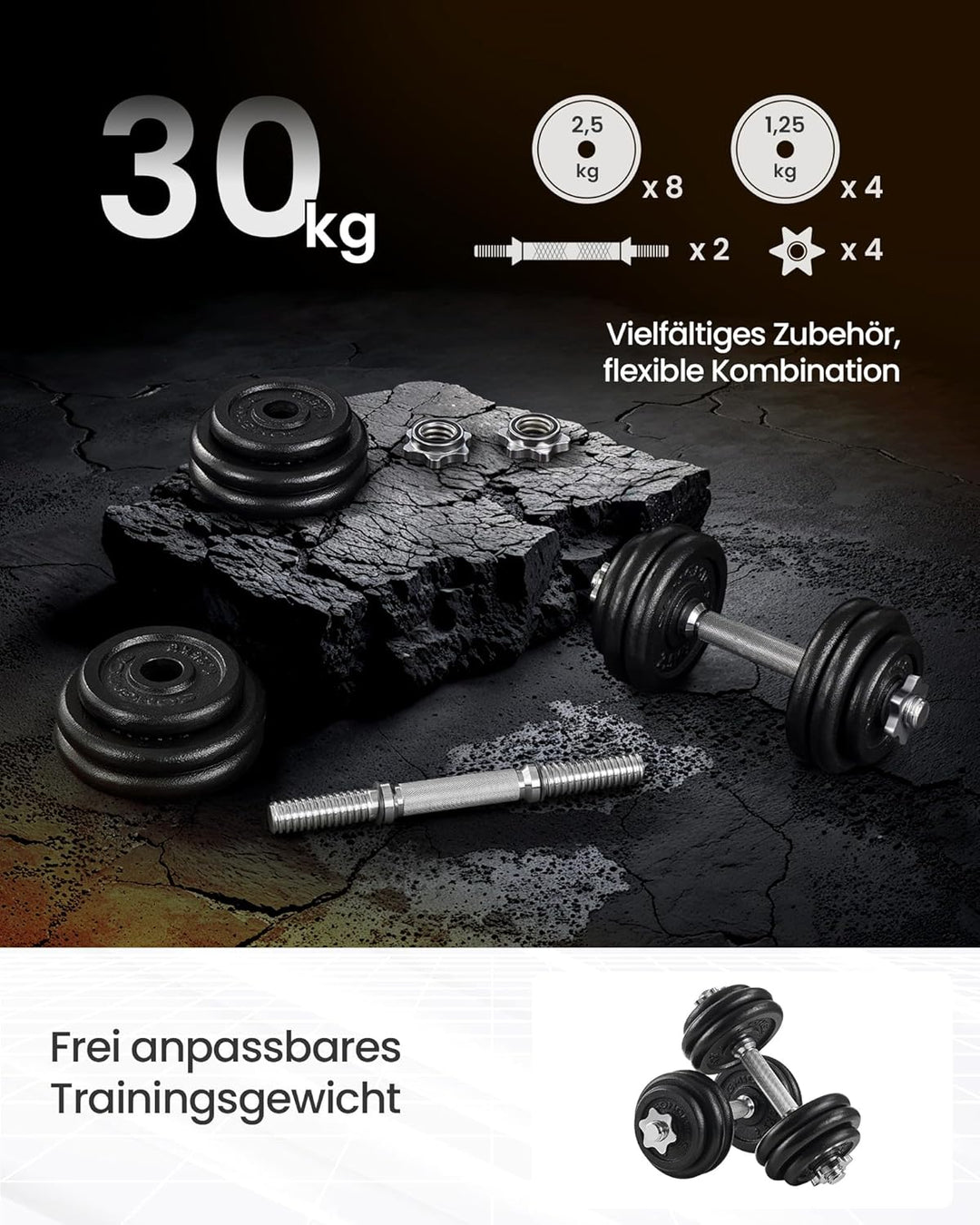 SONGMICS Hanteln, Hantelset aus Gusseisen, verstellbar, für Männer und Frauen, Workout, Fitnesstrain