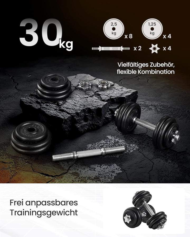 SONGMICS Hanteln, Hantelset aus Gusseisen, verstellbar, für Männer und Frauen, Workout, Fitnesstrain