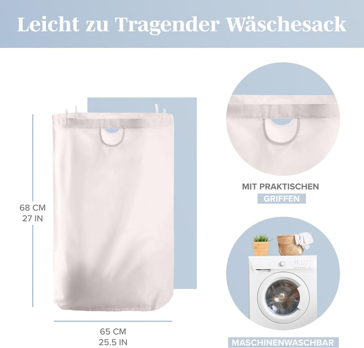 LONBET Wäschekorb mit Deckel 100L Gross - Stilvoller Wäschesammler Atmungsaktiv mit Stabilem Bambus-
