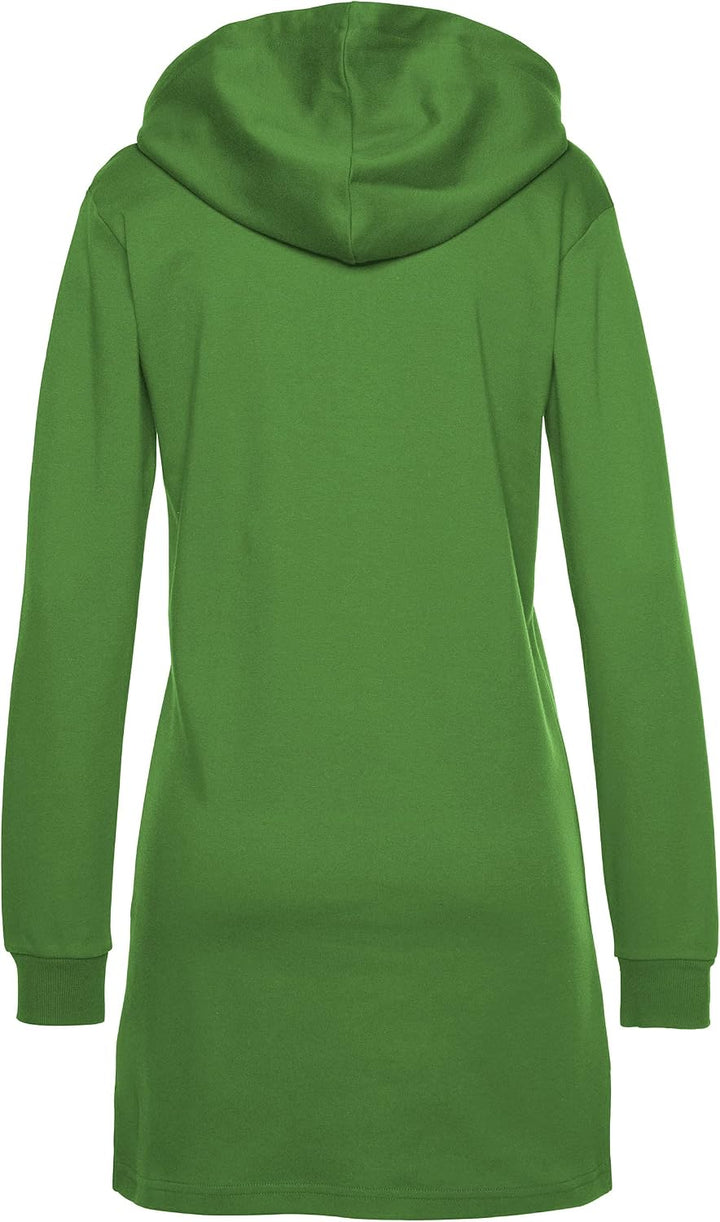 Damen Hoodie Kleid Herbst Langarm Sweatshirts Kapuzenpullover Streetwear Jumper Pullover Mini Kleide