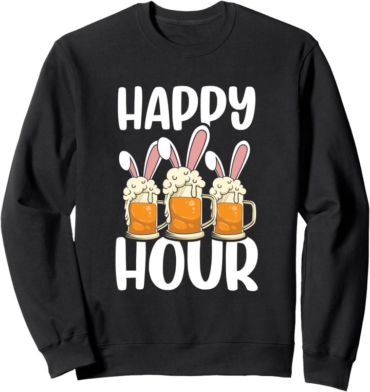 Happy Hour Bier trinkender lustiger Osterhase Kaninchen Sweatshirt