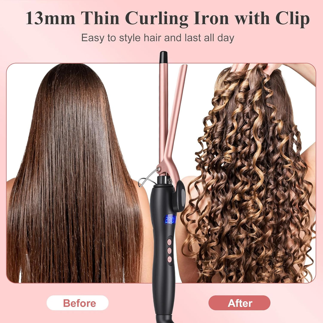 Lockenstab 13mm, Lockenstäbe Kleine Enge Locken für alle Haartypen, LCD- 100-230°C, keramischer Lock
