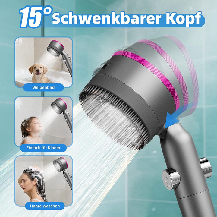 Duschkopf mit Filter,Duschbrause mit Schlauch,Handbrause mit Stoppfunktion,Hochdruck Handbrause mit