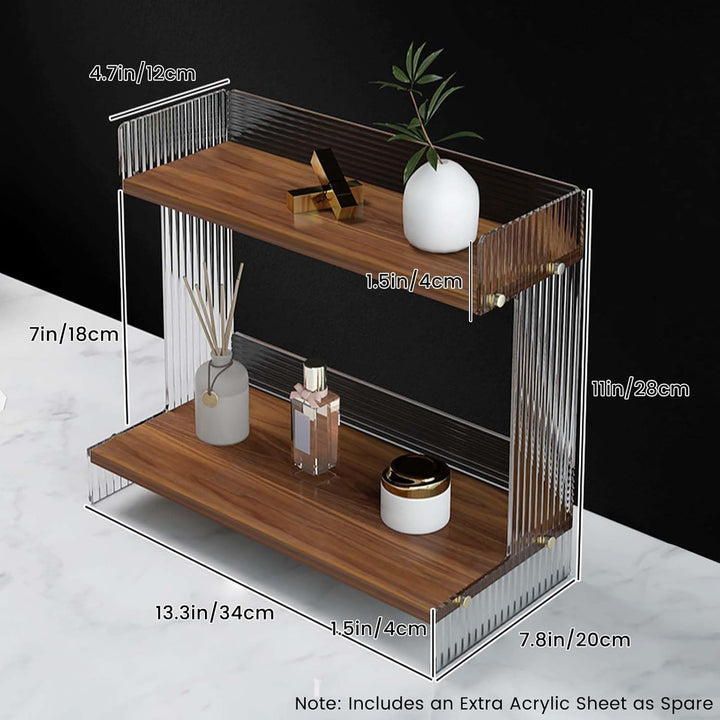 SNAIL GARDEN Acryl & Holz Kaffee-Station Organizer mit Erhöhten Rändern – 2-stöckiger Kaffee-Bar Org