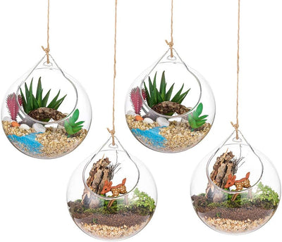 Hängende Glaskugel Vase Glaskugel 4 Pcs Grosse Öffnung Sukkulenten Aufhängen Terrarium Glas Flower A