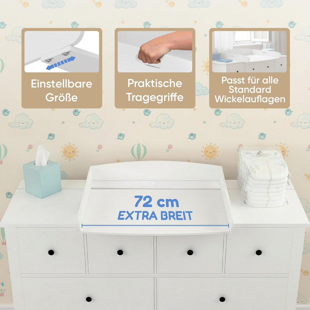 Wickelaufsatz Hemnes Kommode [108 & 160cm] ohne Lücke - Wickelaufsatz Malm Kommode - Für grosse und