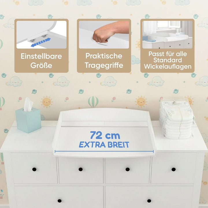 Wickelaufsatz Hemnes Kommode [108 & 160cm] ohne Lücke - Wickelaufsatz Malm Kommode - Für grosse und