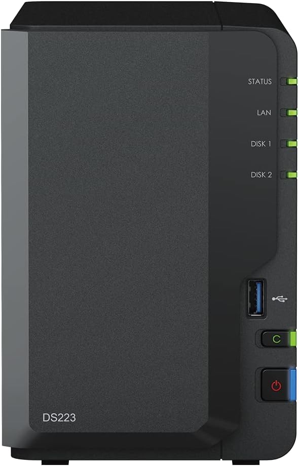 Synology DS223 2-Bay Diskstation NAS (Realtek RTD1619B Quad-Core 2GB Ram 1xRJ-45 1GbE LAN-Port) 6TB