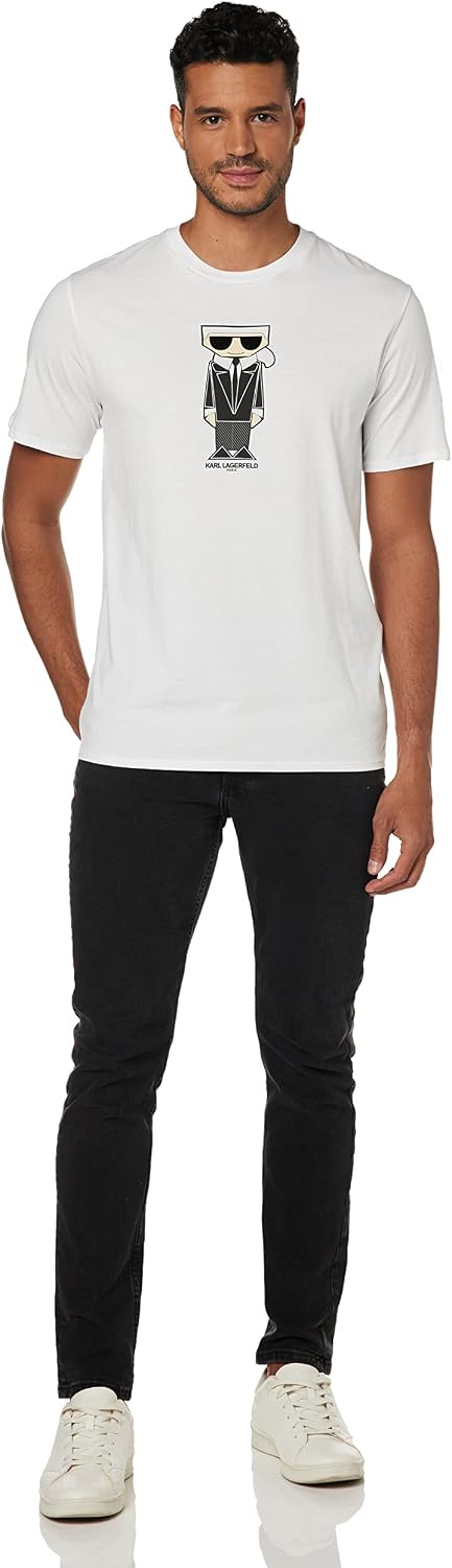 KARL LAGERFELD Herren T-Shirt, Kocktail Karl, Short Sleeve Crew Neck Men’s Shirt T-Shirt S Weiss/Opu