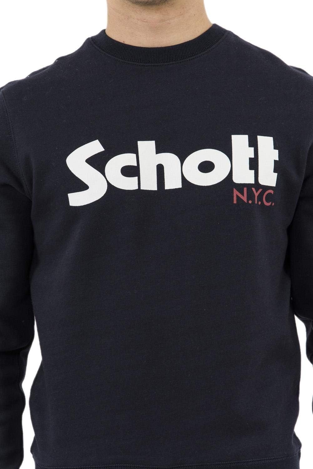 Schott NYC Herren Swcrew Sweatshirt S Blau (Navy Navy), S Blau (Navy Navy)