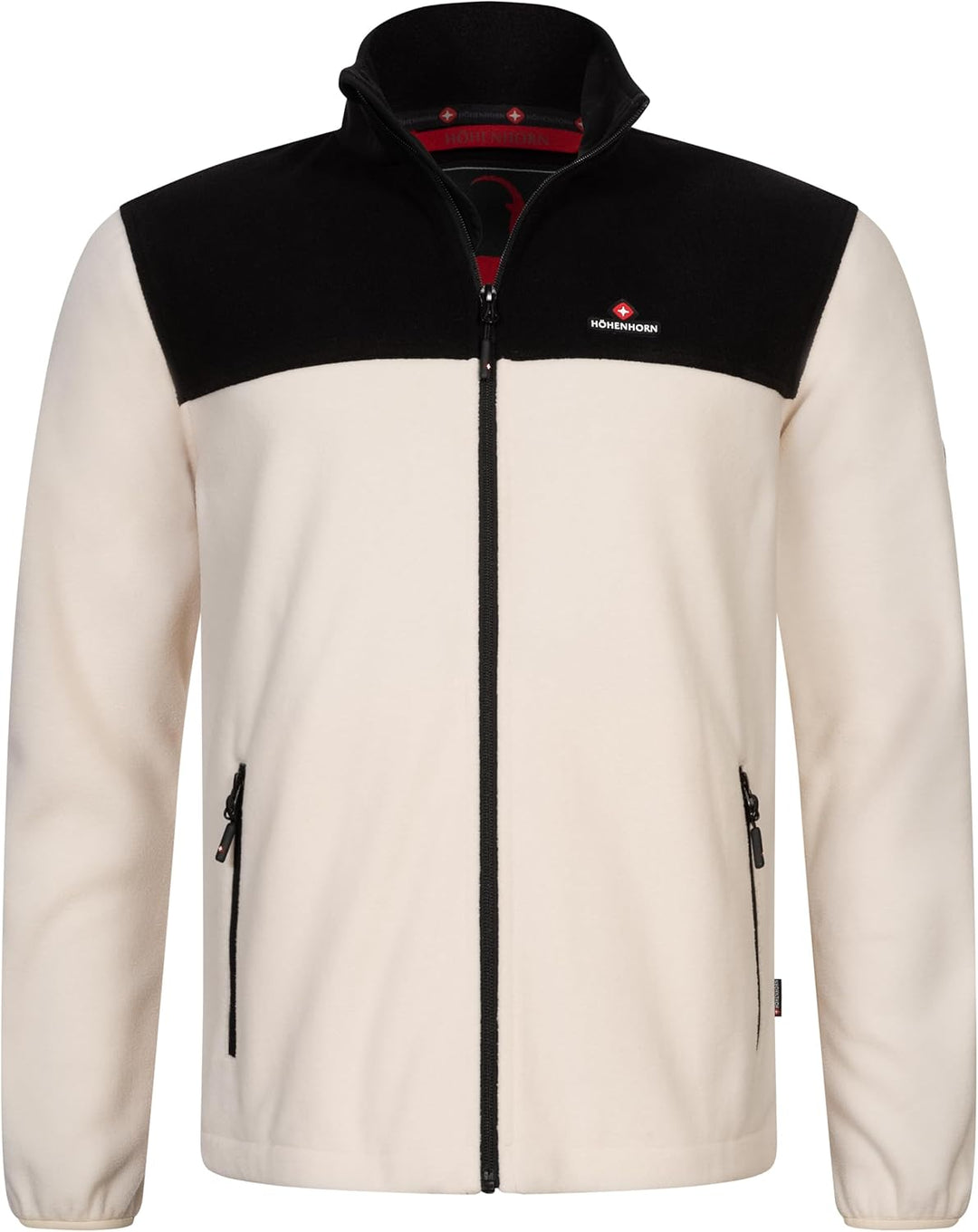 Höhenhorn Badus Herren Fleece Jacke Microfleece Full Zip Troyer Outdoor Wander Trekking S Beige/Schw