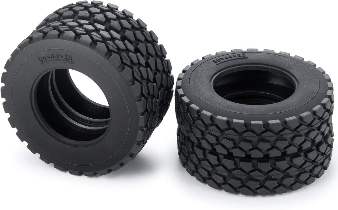 AXspeed 4 Stück Metall Hinterrad Nabenfelgen mit Gummireifen für Tamiya Traktor LKW Klettern Anhänge