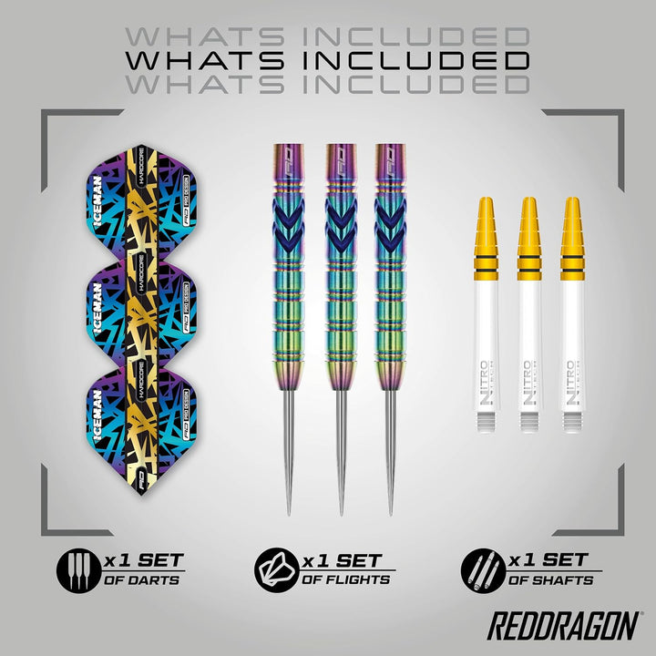 RED DRAGON Gerwyn Iceman Price Ionic Premium Tungsten Darts Set mit Flights und Stielen 21.0 Gramm,