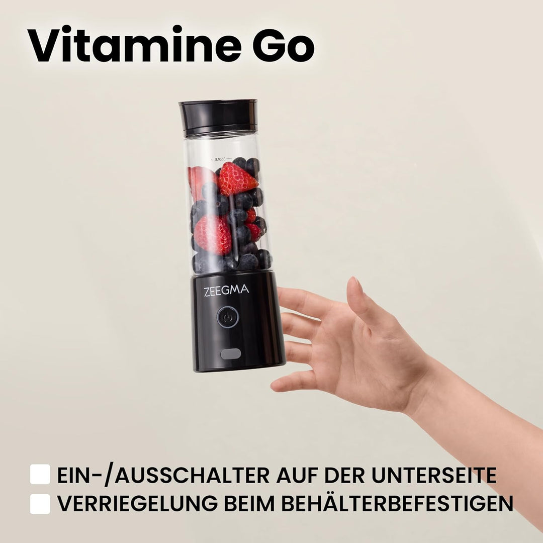 ZEEGMA Vitamine GO Tragbarer Mixer für Cocktails und Smoothies 300W, Personal Blender, Mini-Mixer 45