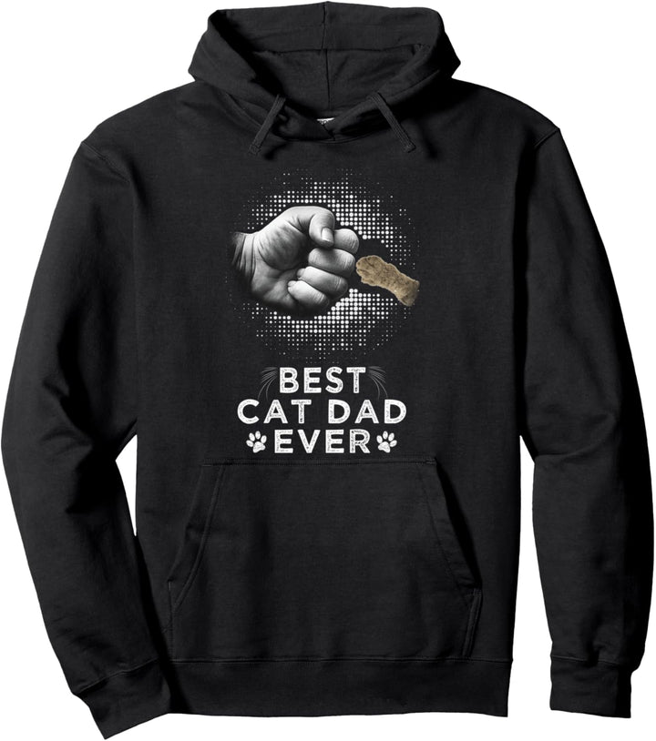 Best Cat Dad Ever Father & Kitten Paw Fist Bump Cat Lover Pullover Hoodie