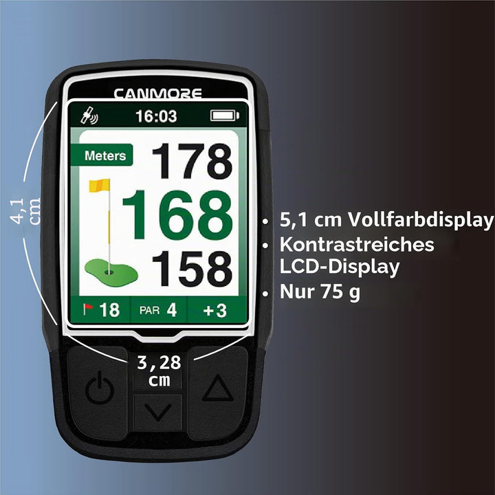 Canmore HG200 Golf-GPS – wasserfestes 2-Zoll-Vollfarbdisplay mit über 41.000 wichtigen Golfplatzdate