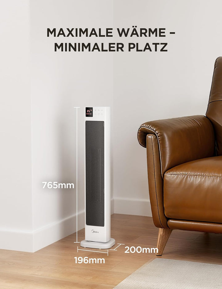 Midea NTH20-22GR(WH) Heizlüfter Energiesparend Leise mit Fernbedienung,PTC 2000 Watt Keramik Heizlüf