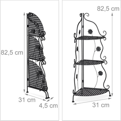 Relaxdays Blumenregal Metall, 3-stufiges Pflanzenregal, HxBxT: 82,5 x 31 x 31 cm, innen & aussen, Re