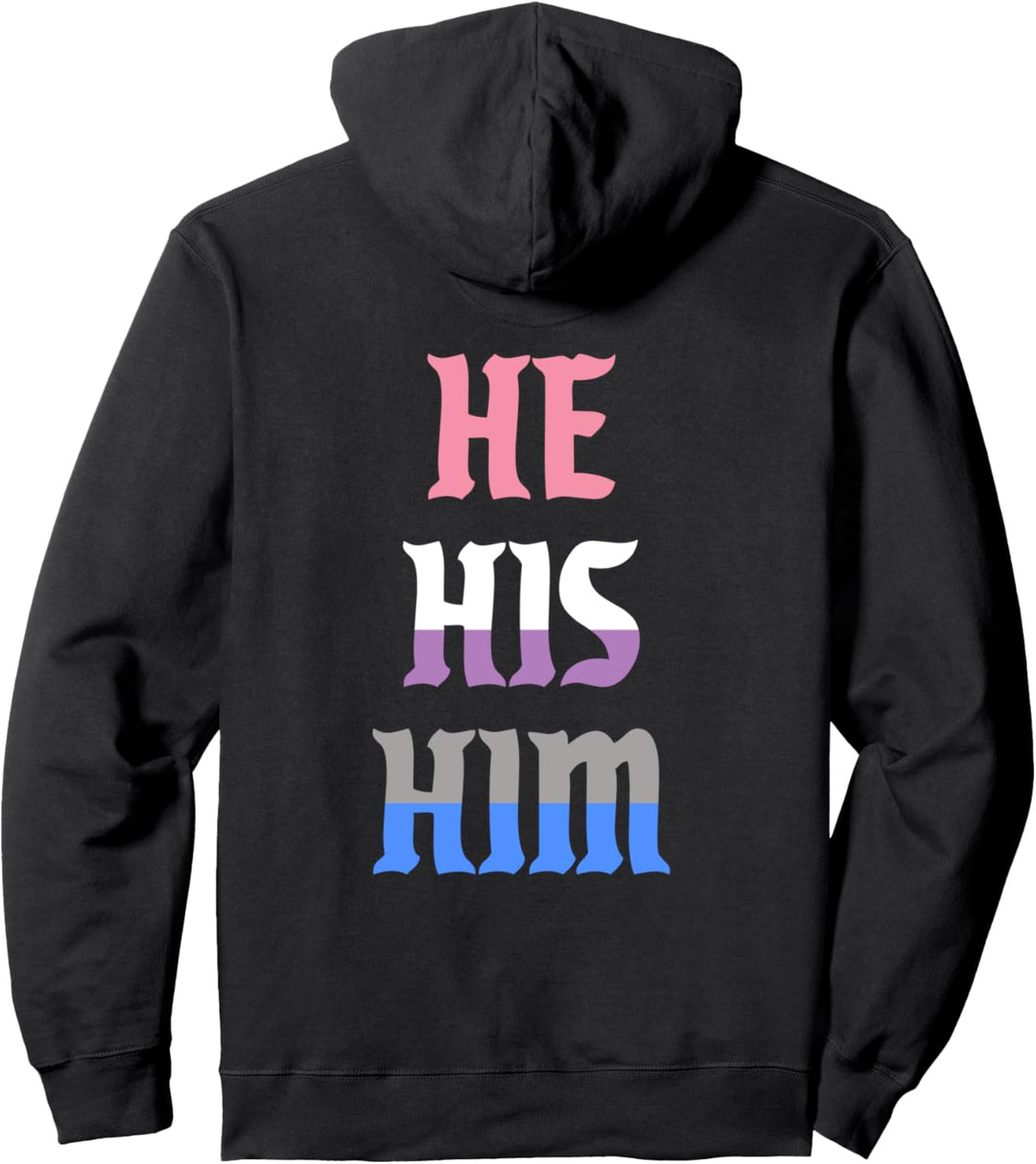 He His Him Pronomen LGBTQIA Genderfluid Pride Flag Pullover Hoodie