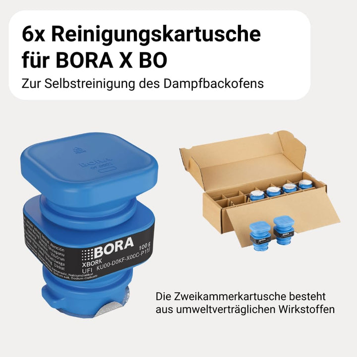 BORA 6 x Reinigungskartusche X BO Dampfbackofen, Selbstreinigung, Zweikammerkartuschen, Reiniger Zub