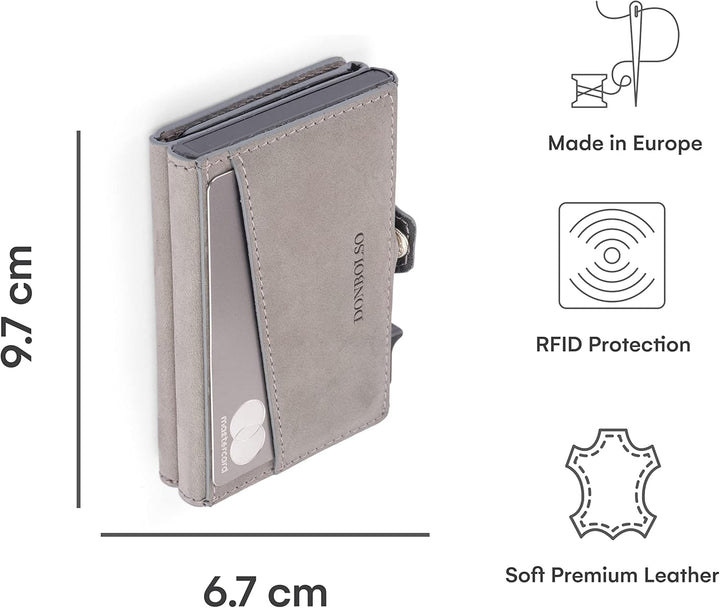 DONBOLSO Wallet Flip Geldbörse Herren - Slim Wallet mit Flipcase - Leder Kartenetui mit RFID Schutz