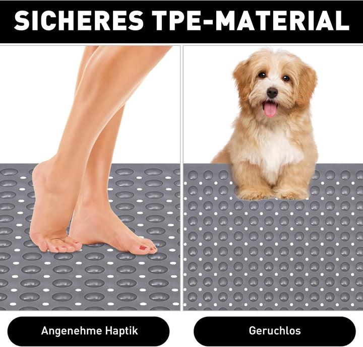 Mofonky Gross Duschmatte rutschfest 80x120cm: Weich TPE Duscheinlage mit Ablauflöchern und Saugnäpfe