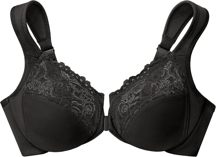 Glamorise Damen Wonderwire-Vorderverschluss BH 115C Schwarz, 115C Schwarz