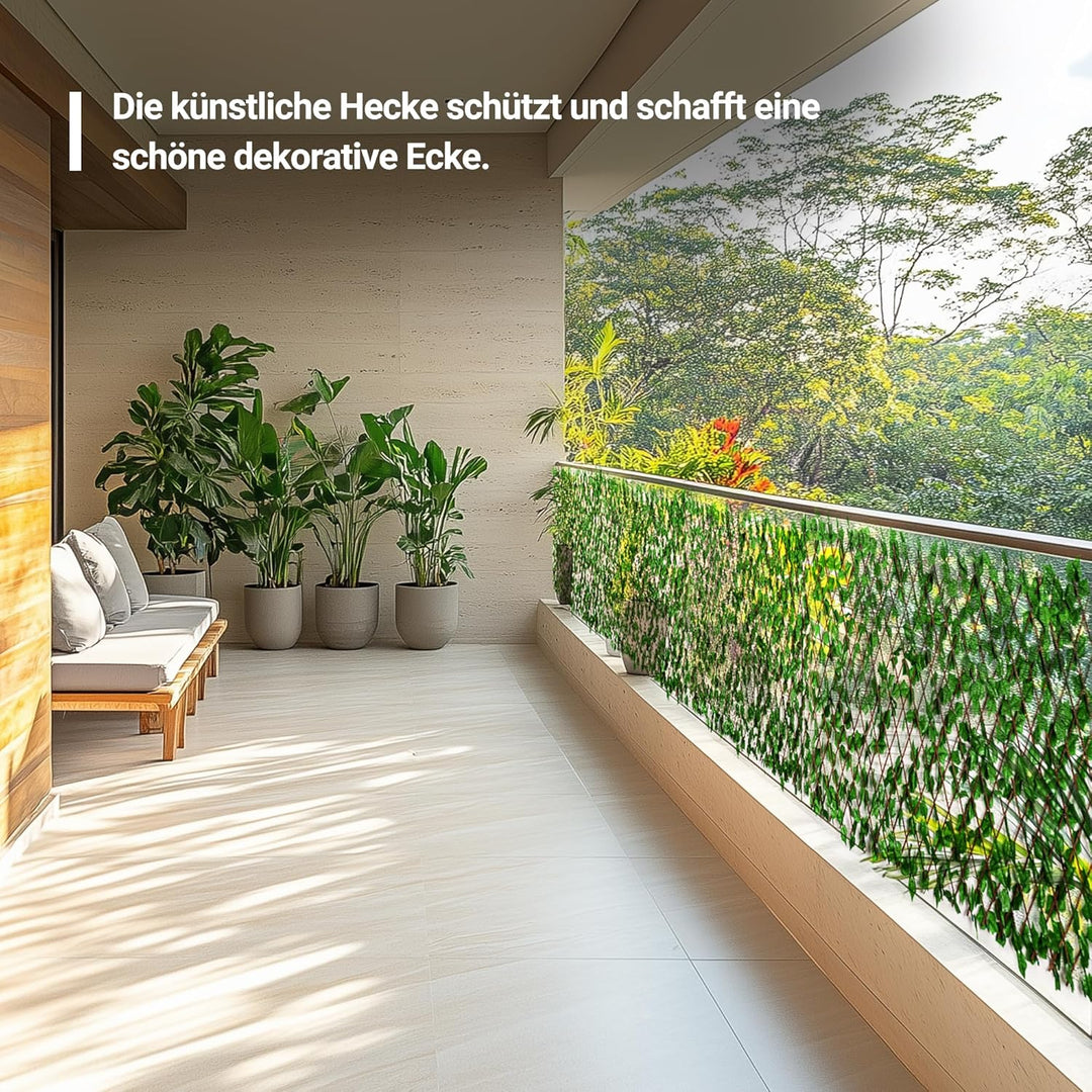 Künstliche Hecke 100 x 200 cm. Künstliche Pflanzenwand Sichtschutz Wandbegrünung Balkon Gartenzaun,