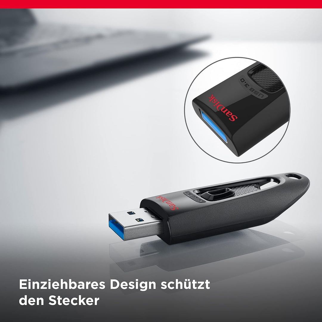 SanDisk Ultra USB 3.0 Flash-Laufwerk 128 GB (SecureAccess Software, Passwortschutz, Übertragungsgesc