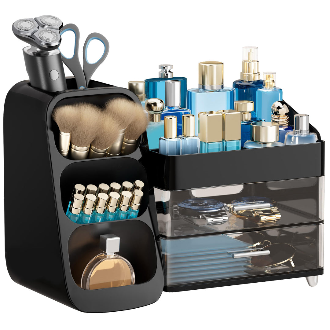 HBlife Makeup Kosmetik Organizer mit Schubladen, Pinsel Organizer, 3-in-1 Plastic Kosmetik Aufbewahr