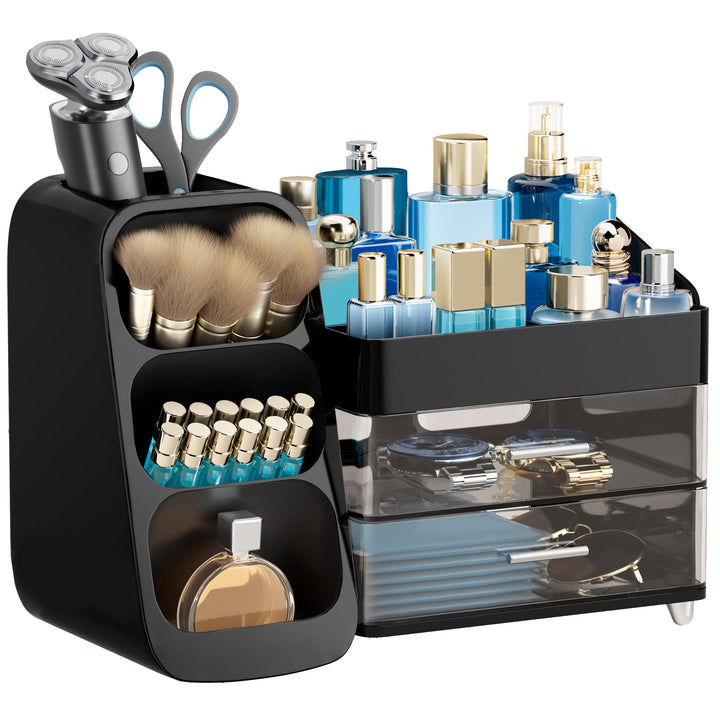 HBlife Makeup Kosmetik Organizer mit Schubladen, Pinsel Organizer, 3-in-1 Plastic Kosmetik Aufbewahr
