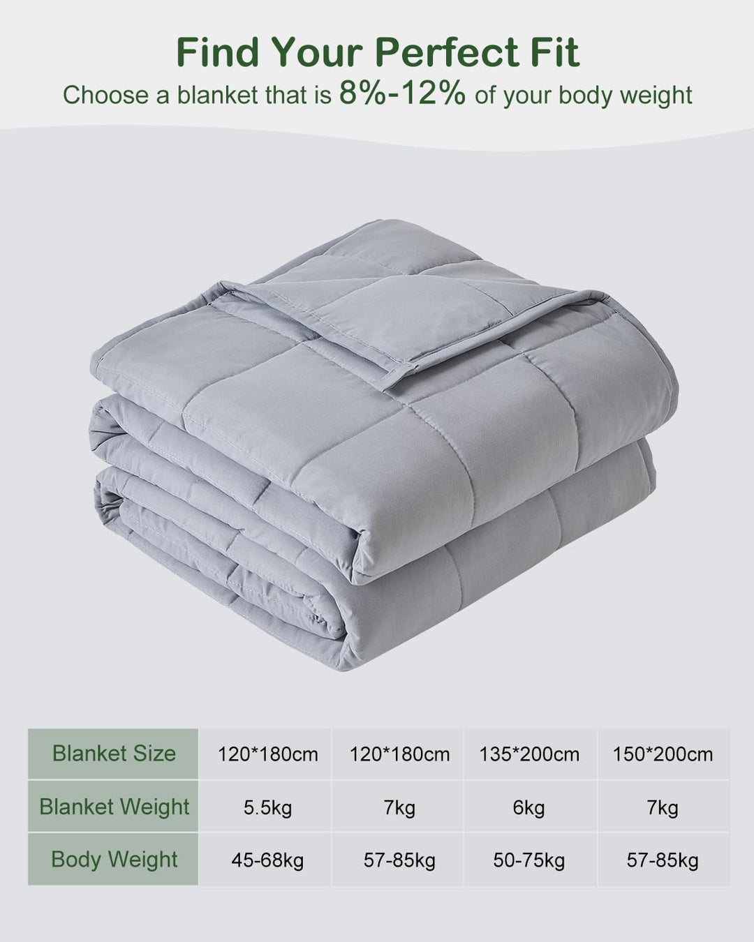 Sivio Gewichtsdecke für Erwachsene 6kg, Atmungsaktive Beschwerungsdecke, weiches Material mit Glaspe