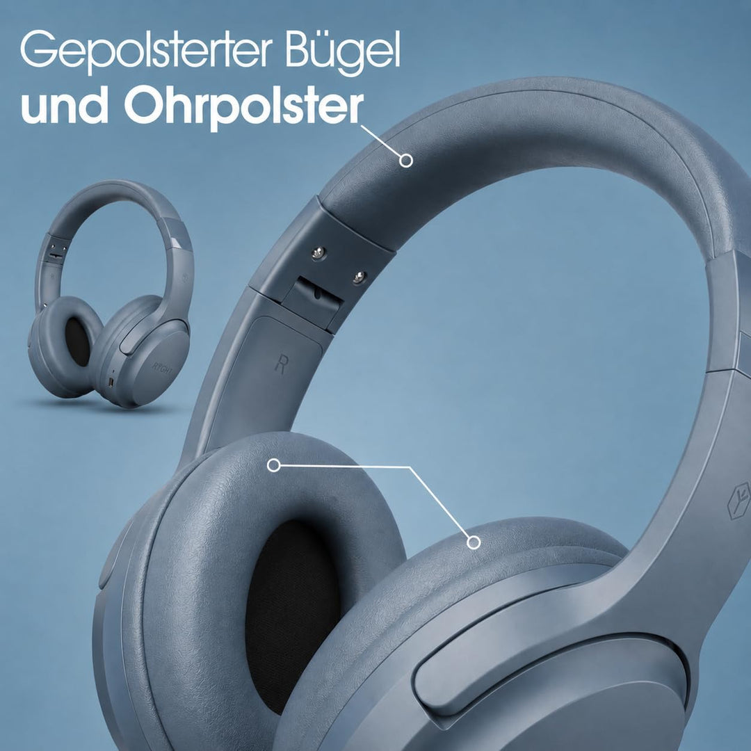 RYGHT Tempo – Kabellose Kopfhörer – klarer Stereo-Sound, 20 Stunden Akkulaufzeit – faltbar, leicht,