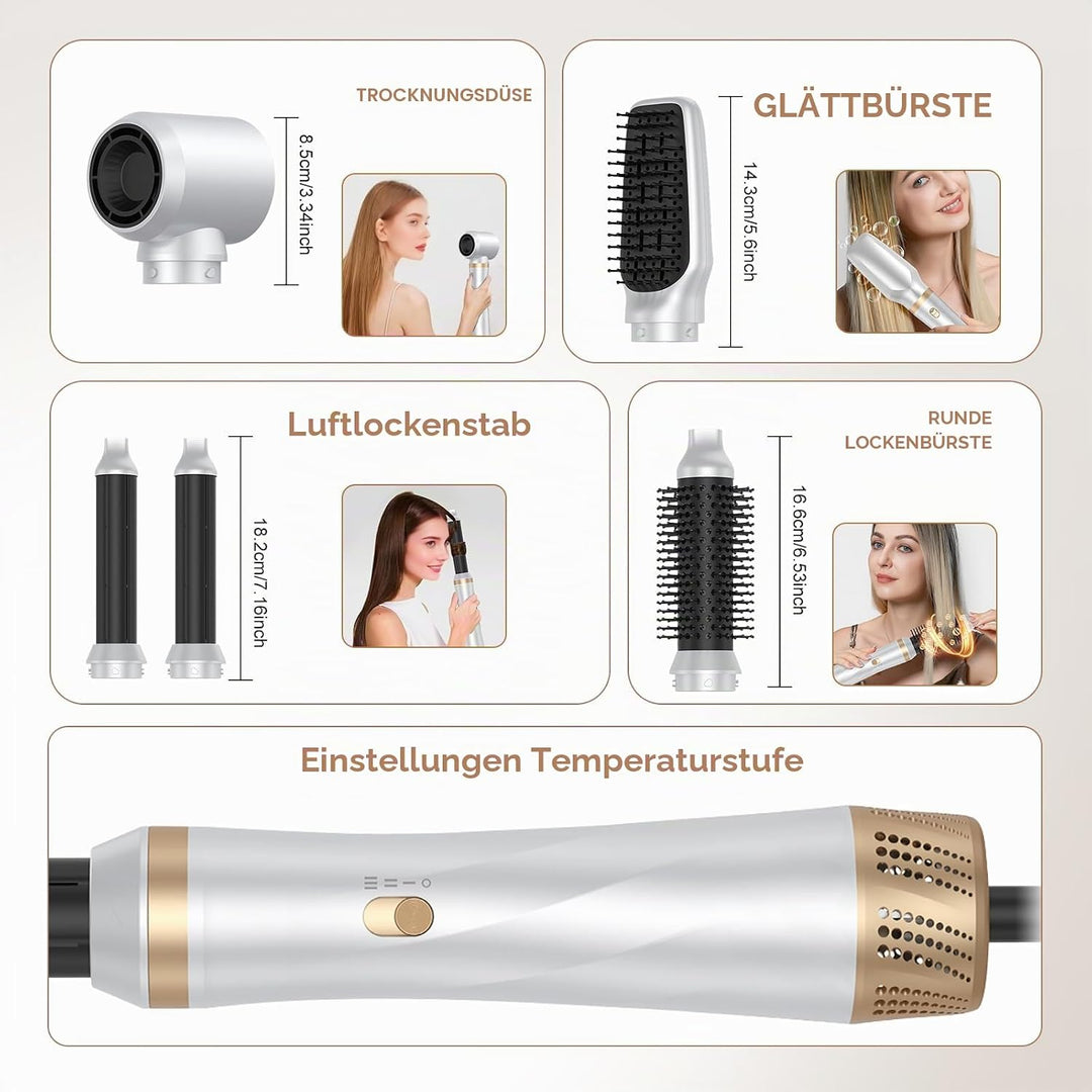 Souvik Hair Tool Set Multifunktionaler mit Warmluftbürste, Ionen Haarföhn, Lockenstab Automatisch, F