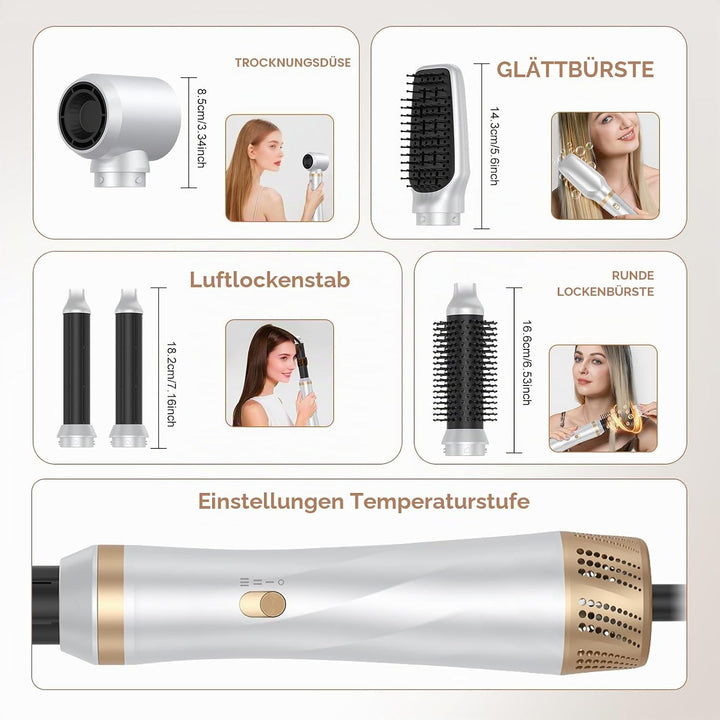 Souvik Hair Tool Set Multifunktionaler mit Warmluftbürste, Ionen Haarföhn, Lockenstab Automatisch, F