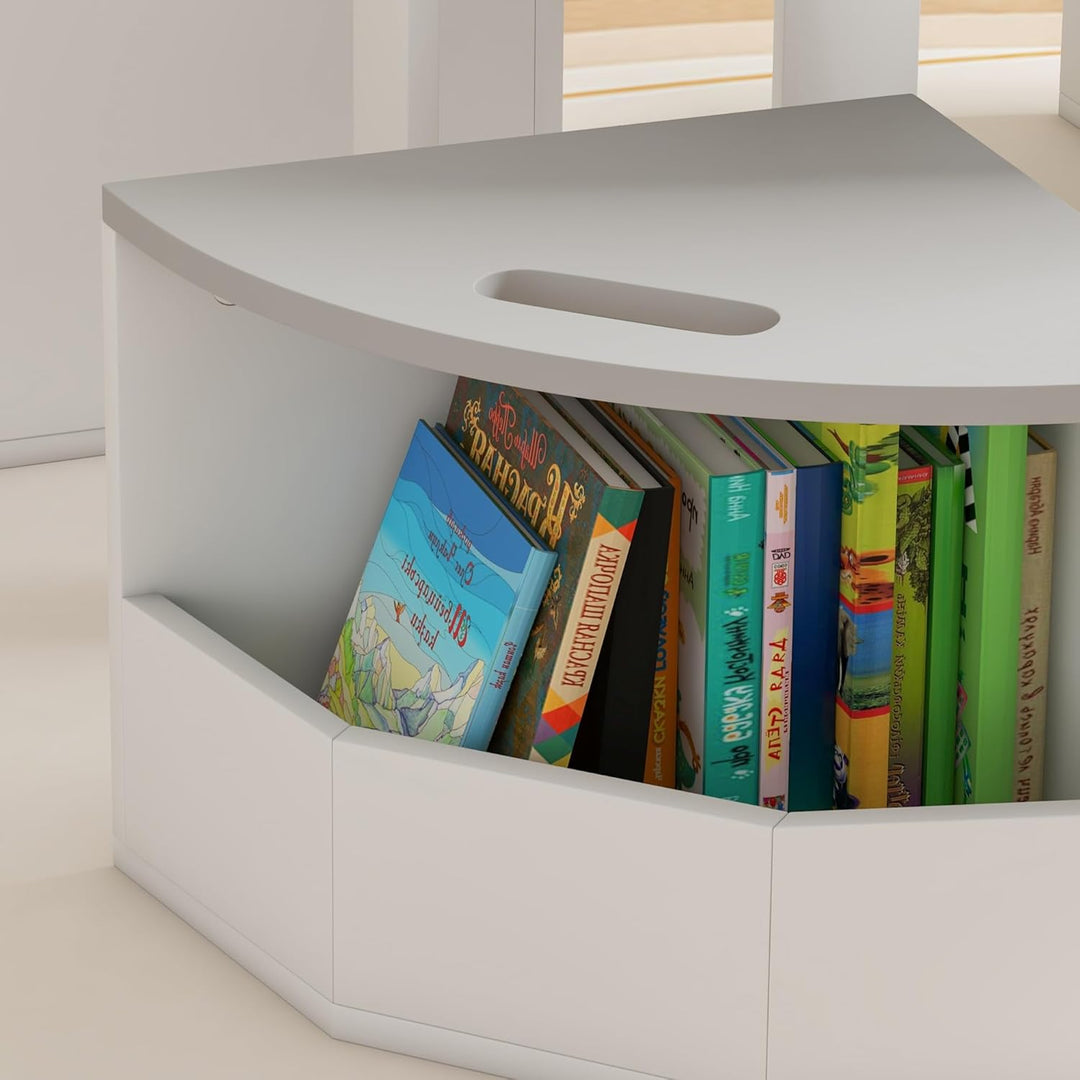 AIYAPLAY 5-TLG. Kindertisch und Hocker Set, Tisch und Stühle Set mit platzsparendem Holzaufbewahrung