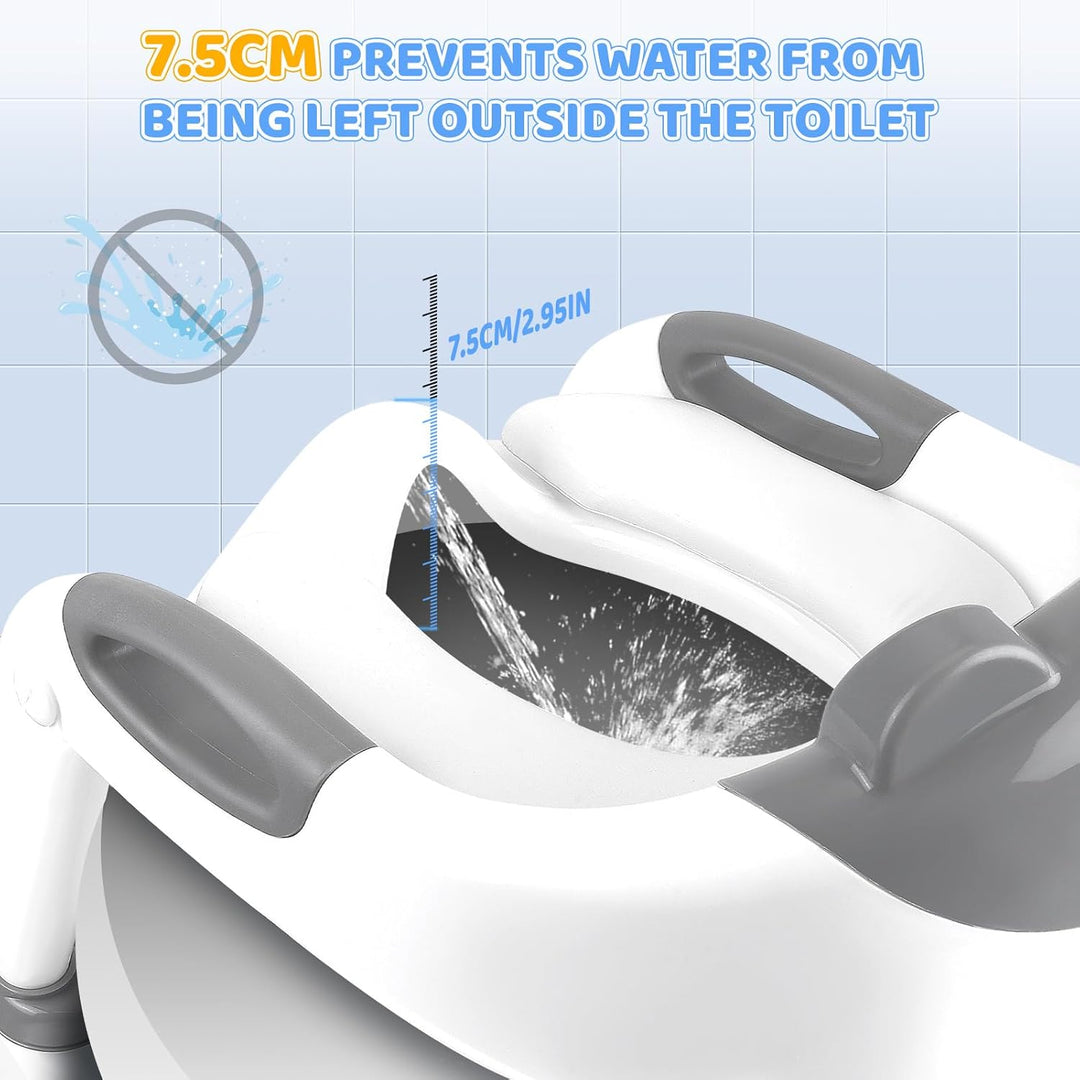 Toilettensitz Kinder WC Toilettentrainer mit Treppe 8 Einstellbare Höhen Tritthocker für Kloaufsatz