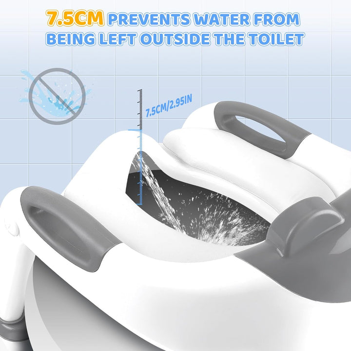 Toilettensitz Kinder WC Toilettentrainer mit Treppe 8 Einstellbare Höhen Tritthocker für Kloaufsatz