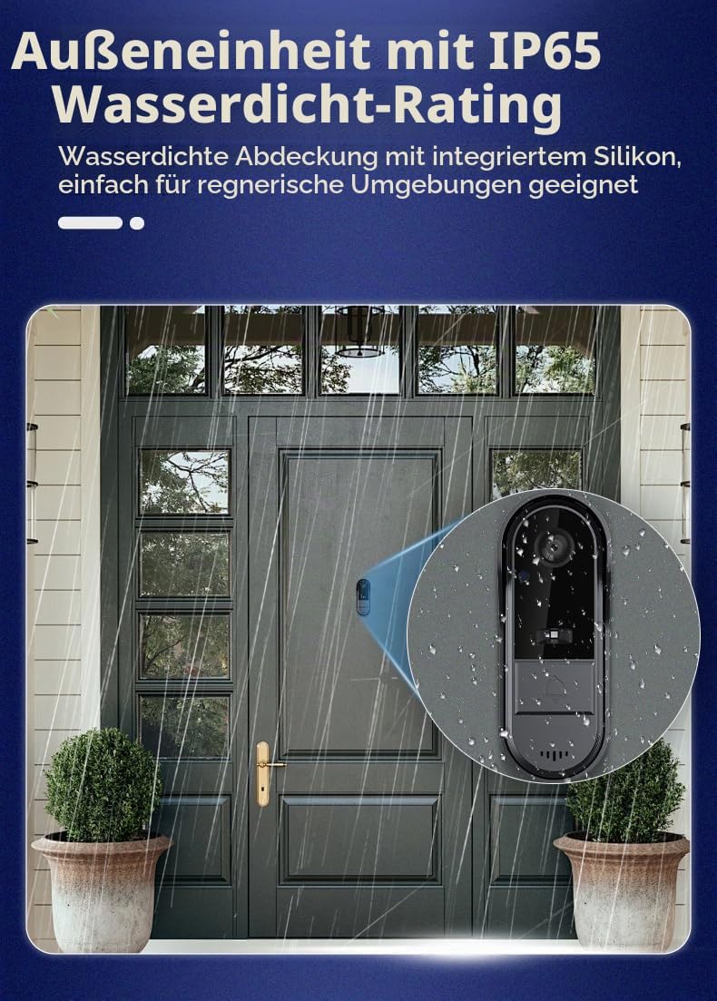 TKMARS Kamera Klingel Haustür Videoklingel Türklingel mit Kamera Kabellos 2.4G Drahtlose Bluetooth-V