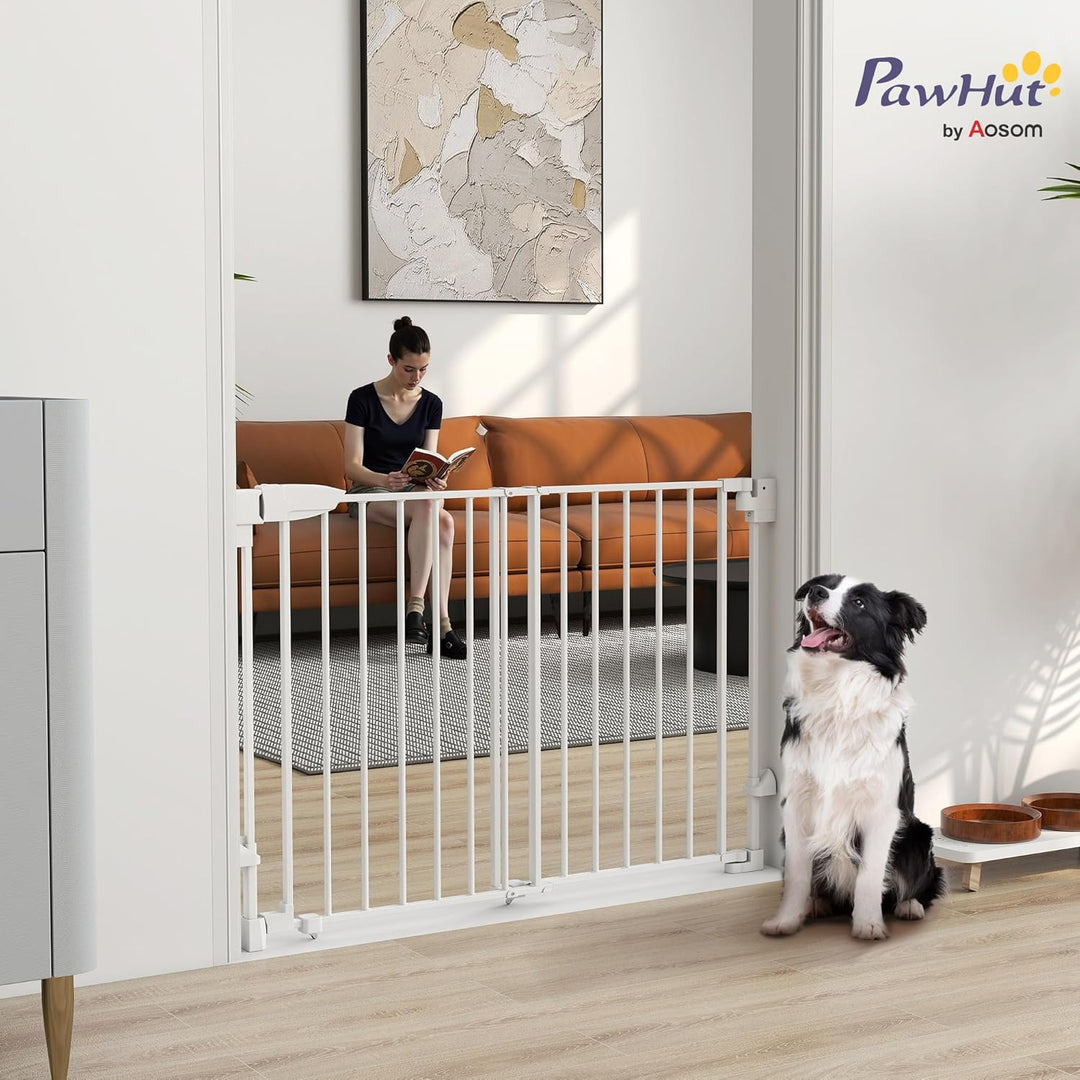 PawHut Treppenschutzgitter Türschutzgitter 74,5-111,5cm Kinderschutzgitter mit Auto-Close, Beidseiti