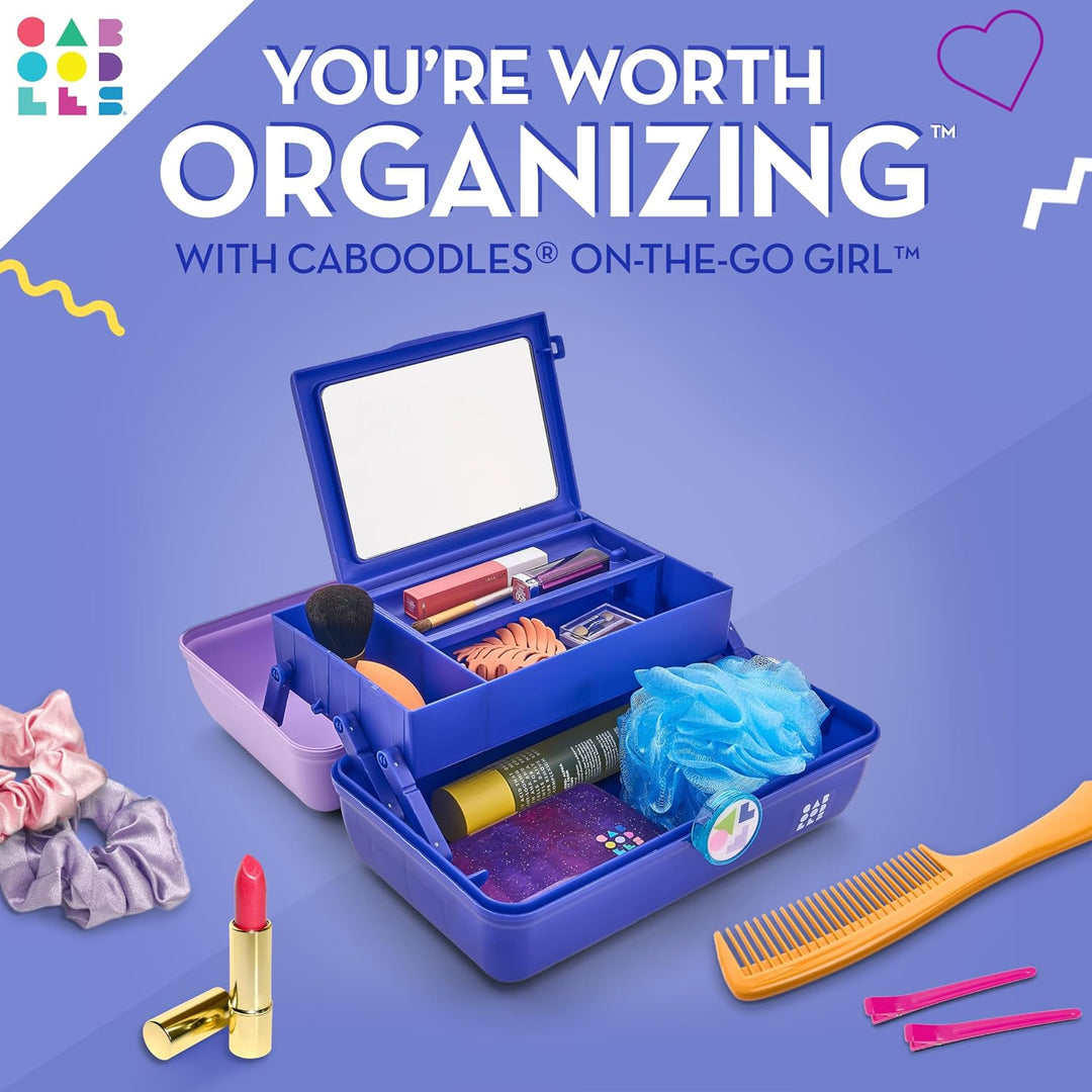 Caboodles Make-up-Box für unterwegs, aus Hartplastik, integrierter Spiegel, sicherer Verschluss für