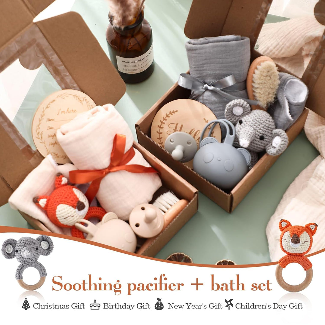 Youuys 6-Teilig Baby Geschenk zur Geburt für Neugeborene, Baby Geschenk Mädchen Junge, Badetücher, R
