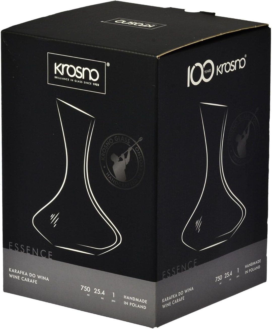KROSNO Dekanter Weinkaraffe | 750 ML | Handgefertigt | Perfekt für Zuhause, Restaurants, Partys und