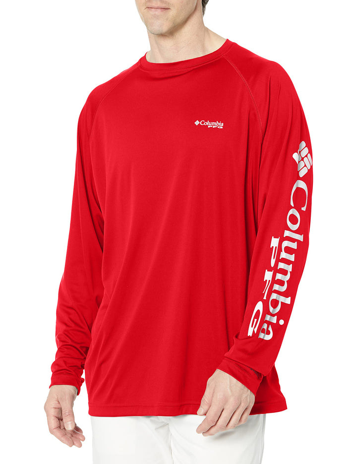 Columbia Terminal Tackle Langarmhemd für Herren Roter Jaspis / Cooles Graues Logo M, Roter Jaspis /