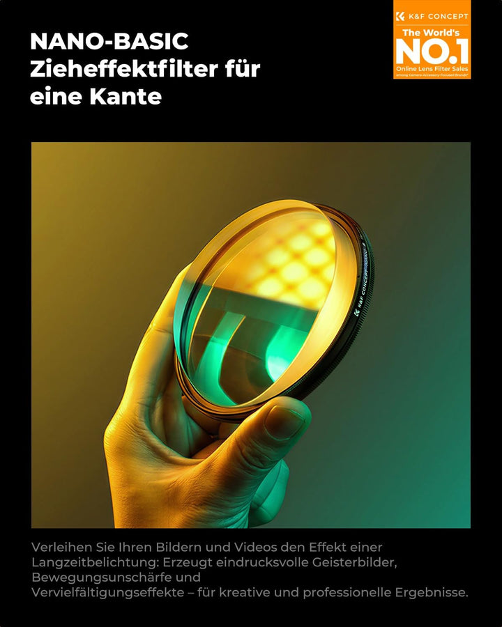 K&F CONCEPT 67mm Einzelbewegungsunschärfe-Effektfilter Optisches Glasprisma Spezialeffekt-Kameraobje