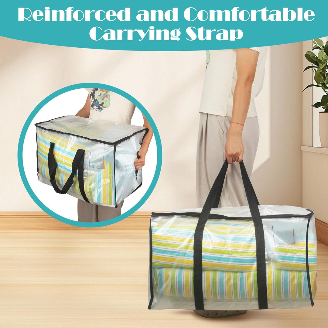 4 Stück 90L Aufbewahrungstasche, Clear Clothes Storage Bags Ufbewahrungstasche, umzugstaschen Gross,